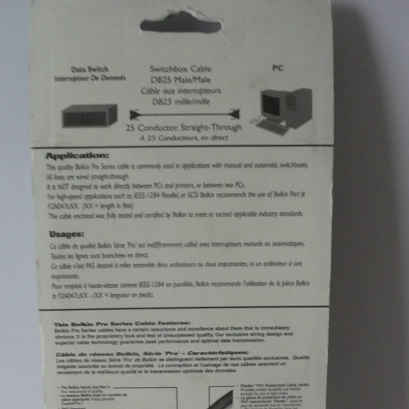 Vintage BELKIN F3D111-c06 Pro-Series6'/1,8m DB25 Male/DB25Male/Switchbox Cable - Picture 5 of 6